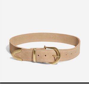 Nisolo Tan Leather Belt with Gold Buckle